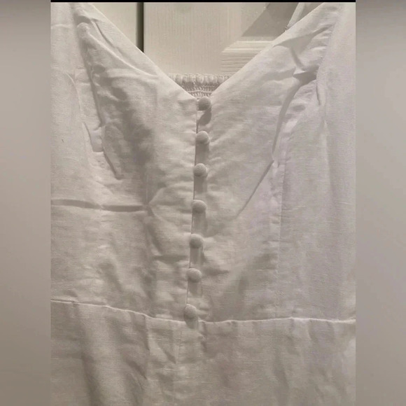 Banana Republic Cropped Linen Cotton White Wide Leg Jumpsuit Good Condition Sz 0 - Picture 5 of 12